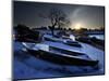 Sun Rises in Mackerel Cove on Bailey Island Where Fishermen's Skiffs Wait Out the Winter, in Maine-null-Mounted Photographic Print