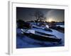 Sun Rises in Mackerel Cove on Bailey Island Where Fishermen's Skiffs Wait Out the Winter, in Maine-null-Framed Photographic Print