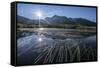 Sun rises on Peak Emet reflected in Lake Andossi Chiavenna Valley Spluga Valley  Valtellina Lombard-ClickAlps-Framed Stretched Canvas