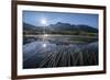 Sun rises on Peak Emet reflected in Lake Andossi Chiavenna Valley Spluga Valley  Valtellina Lombard-ClickAlps-Framed Photographic Print