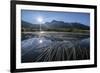 Sun rises on Peak Emet reflected in Lake Andossi Chiavenna Valley Spluga Valley  Valtellina Lombard-ClickAlps-Framed Photographic Print