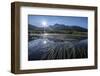 Sun rises on Peak Emet reflected in Lake Andossi Chiavenna Valley Spluga Valley  Valtellina Lombard-ClickAlps-Framed Photographic Print