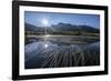 Sun rises on Peak Emet reflected in Lake Andossi Chiavenna Valley Spluga Valley  Valtellina Lombard-ClickAlps-Framed Photographic Print