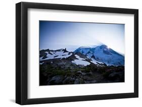 Sun Rising from Behind Mount Rainier - Mount Rainier National Park, Washington-Dan Holz-Framed Photographic Print