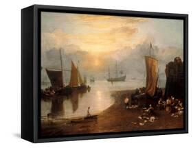 Sun Rising Through Vapour: Fishermen Cleaning and Selling Fish-J. M. W. Turner-Framed Stretched Canvas