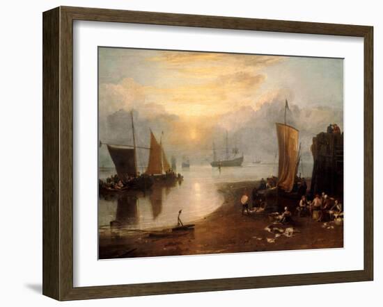 Sun Rising Through Vapour: Fishermen Cleaning and Selling Fish-J. M. W. Turner-Framed Giclee Print