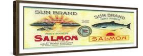 Sun Salmon Can Label - Puget Sound, WA-Lantern Press-Framed Premium Giclee Print