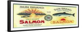 Sun Salmon Can Label - Puget Sound, WA-Lantern Press-Framed Premium Giclee Print