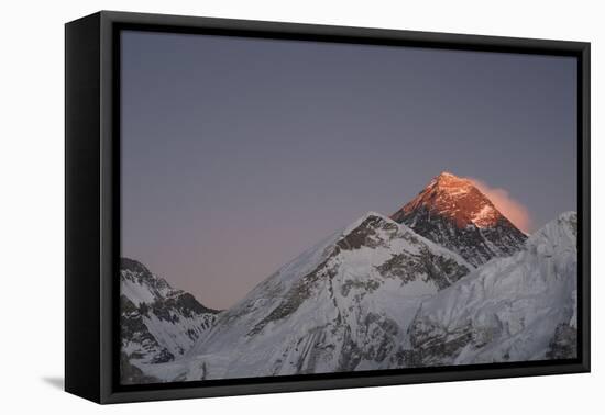 Sun Sets on Mount Everest Seen from Kala Patar, Khumbu, Himalayas, Nepal, Asia-Alex Treadway-Framed Stretched Canvas