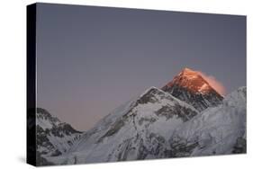 Sun Sets on Mount Everest Seen from Kala Patar, Khumbu, Himalayas, Nepal, Asia-Alex Treadway-Stretched Canvas