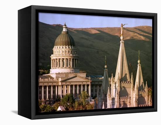 Sun Sets on Utah's Capitol Building-null-Framed Stretched Canvas