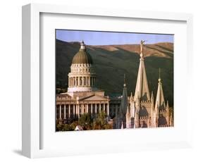 Sun Sets on Utah's Capitol Building-null-Framed Photographic Print