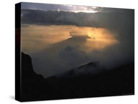 Sun Sets Over Meru, Kilimanjaro-Michael Brown-Stretched Canvas