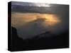 Sun Sets Over Meru, Kilimanjaro-Michael Brown-Stretched Canvas