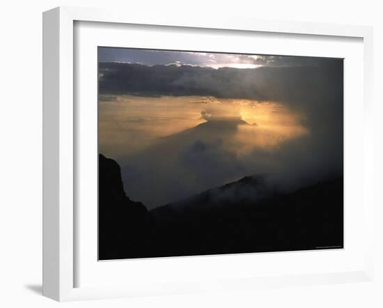 Sun Sets Over Meru, Kilimanjaro-Michael Brown-Framed Photographic Print