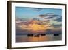 Sun sets over scuba diving boats in Koh Tao, Thailand, Southeast Asia, Asia-Logan Brown-Framed Photographic Print