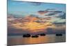 Sun sets over scuba diving boats in Koh Tao, Thailand, Southeast Asia, Asia-Logan Brown-Mounted Photographic Print