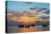 Sun sets over scuba diving boats in Koh Tao, Thailand, Southeast Asia, Asia-Logan Brown-Stretched Canvas