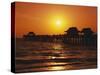 Sun Setting Above Naples Pier-James Randklev-Stretched Canvas