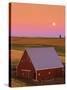 Sun Setting Behind Barn-Darrell Gulin-Stretched Canvas