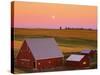 Sun Setting Behind Barns-Darrell Gulin-Stretched Canvas