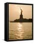 Sun Setting Behind the Statue of Liberty on a Summer Evening-John Nordell-Framed Stretched Canvas