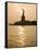 Sun Setting Behind the Statue of Liberty on a Summer Evening-John Nordell-Framed Stretched Canvas