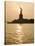 Sun Setting Behind the Statue of Liberty on a Summer Evening-John Nordell-Stretched Canvas