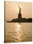 Sun Setting Behind the Statue of Liberty on a Summer Evening-John Nordell-Stretched Canvas