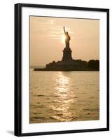 Sun Setting Behind the Statue of Liberty on a Summer Evening-John Nordell-Framed Photographic Print