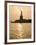 Sun Setting Behind the Statue of Liberty on a Summer Evening-John Nordell-Framed Photographic Print