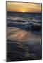 Sun setting on the Pacific Ocean with reflection of golden in the sand-Sheila Haddad-Mounted Photographic Print