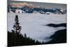 Sun Setting Over Mt Jackson From Teton Pass During A Winter Inversion Of Fog Covering Valley Below-Jay Goodrich-Mounted Photographic Print