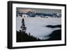 Sun Setting Over Mt Jackson From Teton Pass During A Winter Inversion Of Fog Covering Valley Below-Jay Goodrich-Framed Photographic Print