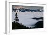 Sun Setting Over Mt Jackson From Teton Pass During A Winter Inversion Of Fog Covering Valley Below-Jay Goodrich-Framed Photographic Print