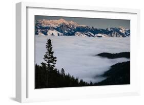 Sun Setting Over Mt Jackson From Teton Pass During A Winter Inversion Of Fog Covering Valley Below-Jay Goodrich-Framed Photographic Print