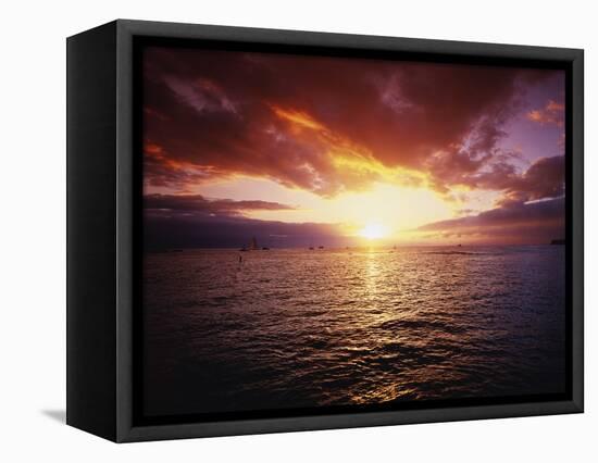 Sun Setting over Pacific Ocean-James Randklev-Framed Stretched Canvas