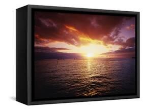Sun Setting over Pacific Ocean-James Randklev-Framed Stretched Canvas