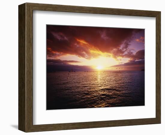 Sun Setting over Pacific Ocean-James Randklev-Framed Photographic Print