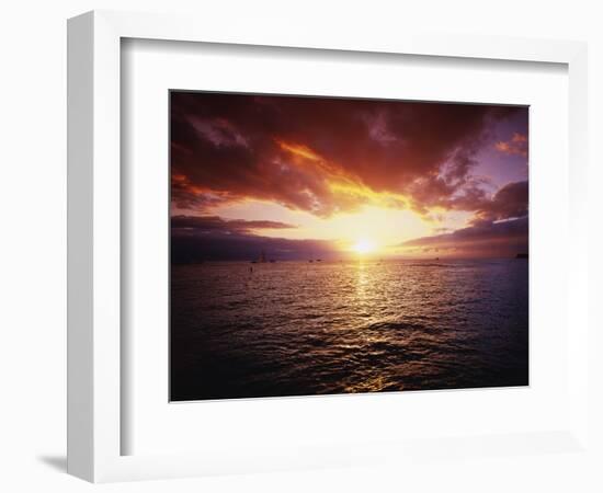 Sun Setting over Pacific Ocean-James Randklev-Framed Photographic Print