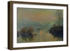 Sun Setting Over the Seine at Lavacourt. Winter Effect, 1880-Claude Monet-Framed Giclee Print