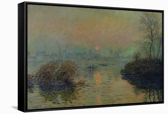 Sun Setting Over the Seine at Lavacourt. Winter Effect, 1880-Claude Monet-Framed Stretched Canvas