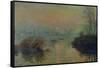 Sun Setting Over the Seine at Lavacourt. Winter Effect, 1880-Claude Monet-Framed Stretched Canvas