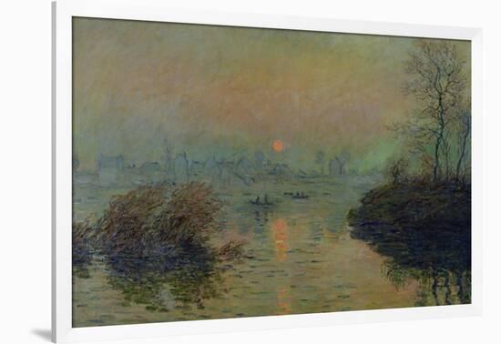 Sun Setting Over the Seine at Lavacourt. Winter Effect, 1880-Claude Monet-Framed Giclee Print