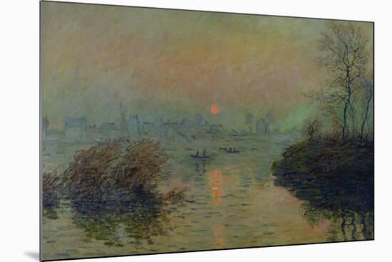 Sun Setting Over the Seine at Lavacourt. Winter Effect, 1880-Claude Monet-Mounted Premium Giclee Print