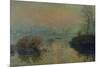 Sun Setting Over the Seine at Lavacourt. Winter Effect, 1880-Claude Monet-Mounted Premium Giclee Print