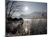 Sun Shines over Boat Houses on the Kochelsee Lake in Schlehdorf Near Murnau, Southern Germany-null-Mounted Photographic Print