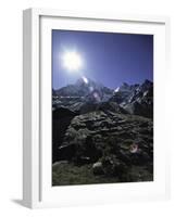 Sun Shines Over Flags, Nepal-David D'angelo-Framed Photographic Print