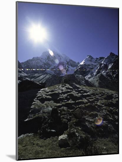 Sun Shines Over Flags, Nepal-David D'angelo-Mounted Photographic Print