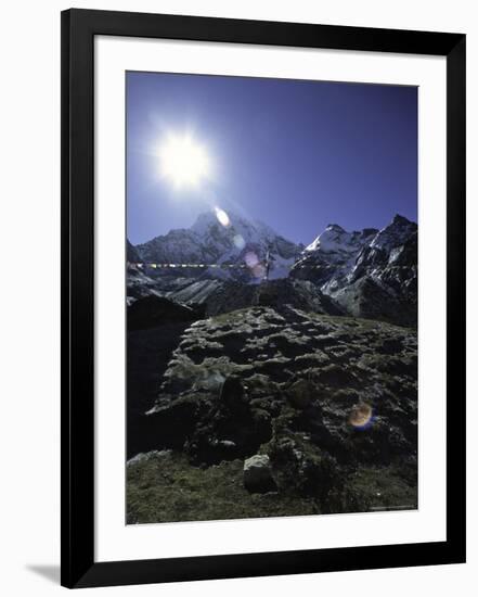 Sun Shines Over Flags, Nepal-David D'angelo-Framed Photographic Print